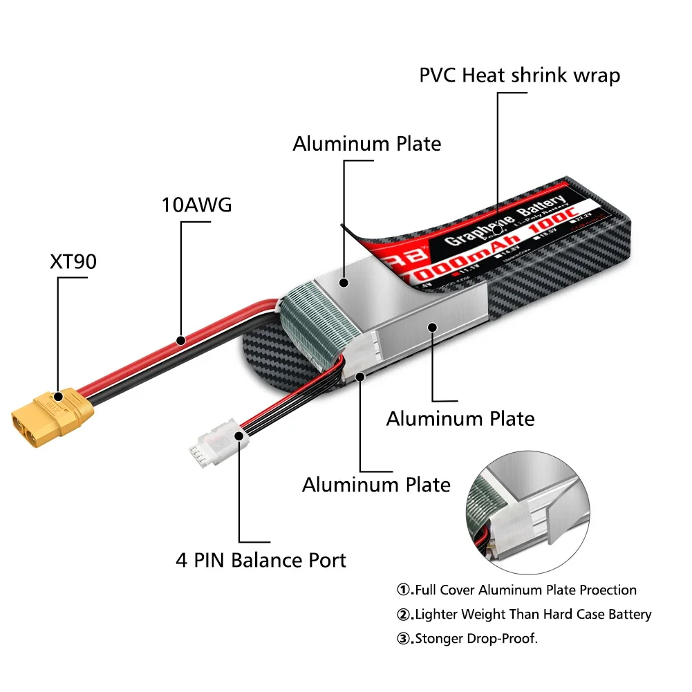 Графеновая батарея 2S 3S 4S 6S – обзор и цена 4S Lipo Battery 14.8V 6000Mah